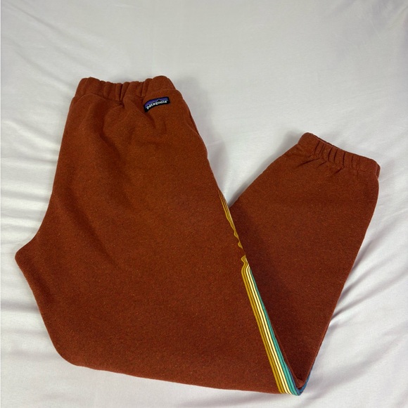 Patagonia Pants - Patagonia Rust Track Pants with Multicolor Stripe